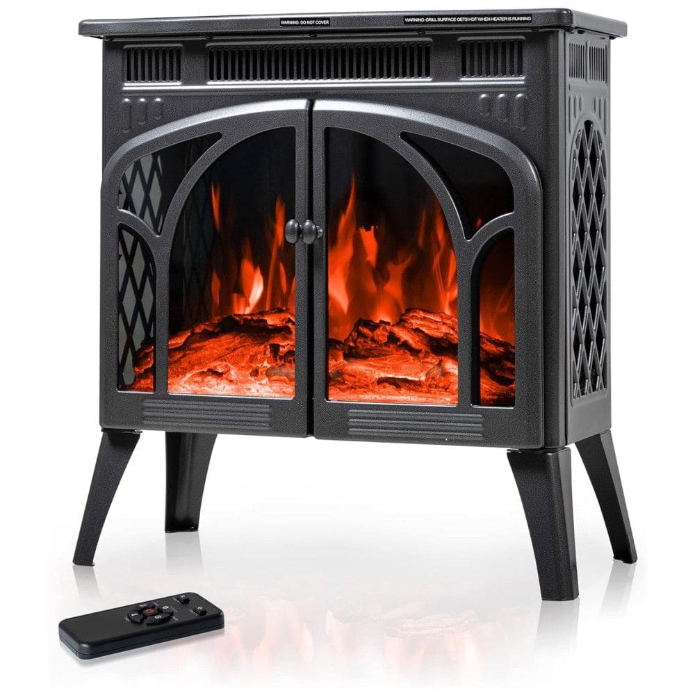 Lareira Elétrica Portátil Autônoma com Chamas Realista 3D, 4 Cores Variáveis e Controle Remoto, 110V 1500W, Electactic, Cinza