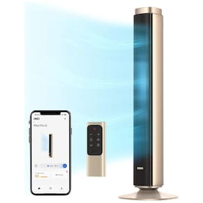 Ventilador de Torre, Estilo Moderno com 12 Velocidades, Temporizador 12H, Silencioso, Controle Remoto e APP, 110V, DREO DR-HTF005, Dourado