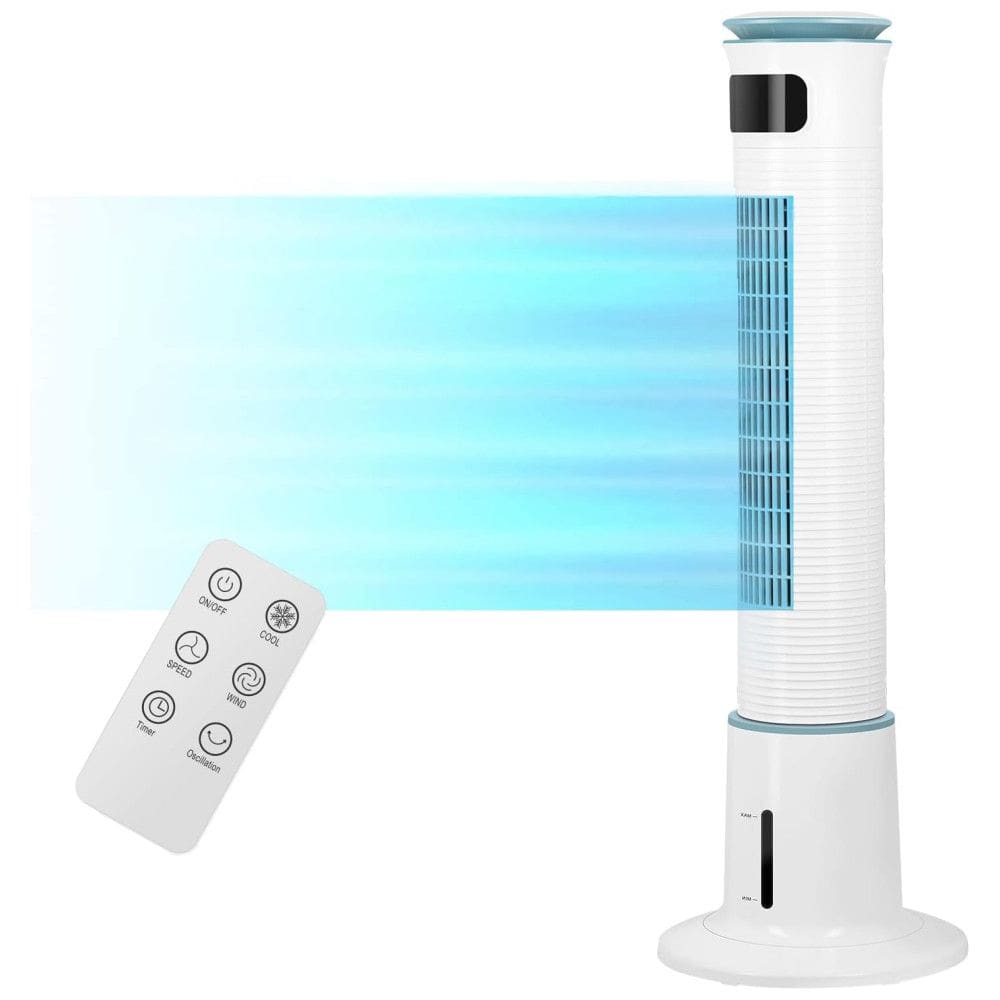 Ventilador de Torre com Névoa, Controle Remoto, Temporizador e 12 Velocidades, 110V, Simple Deluxe, Branco