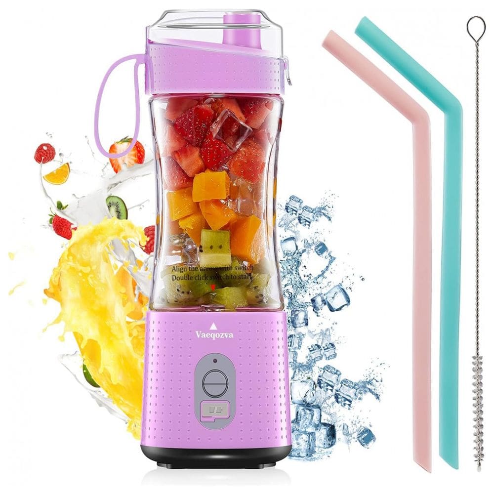 Vaeqozva Mini Liquidificador Portátil 380mL com Carregamento USB, 110V, Preto
