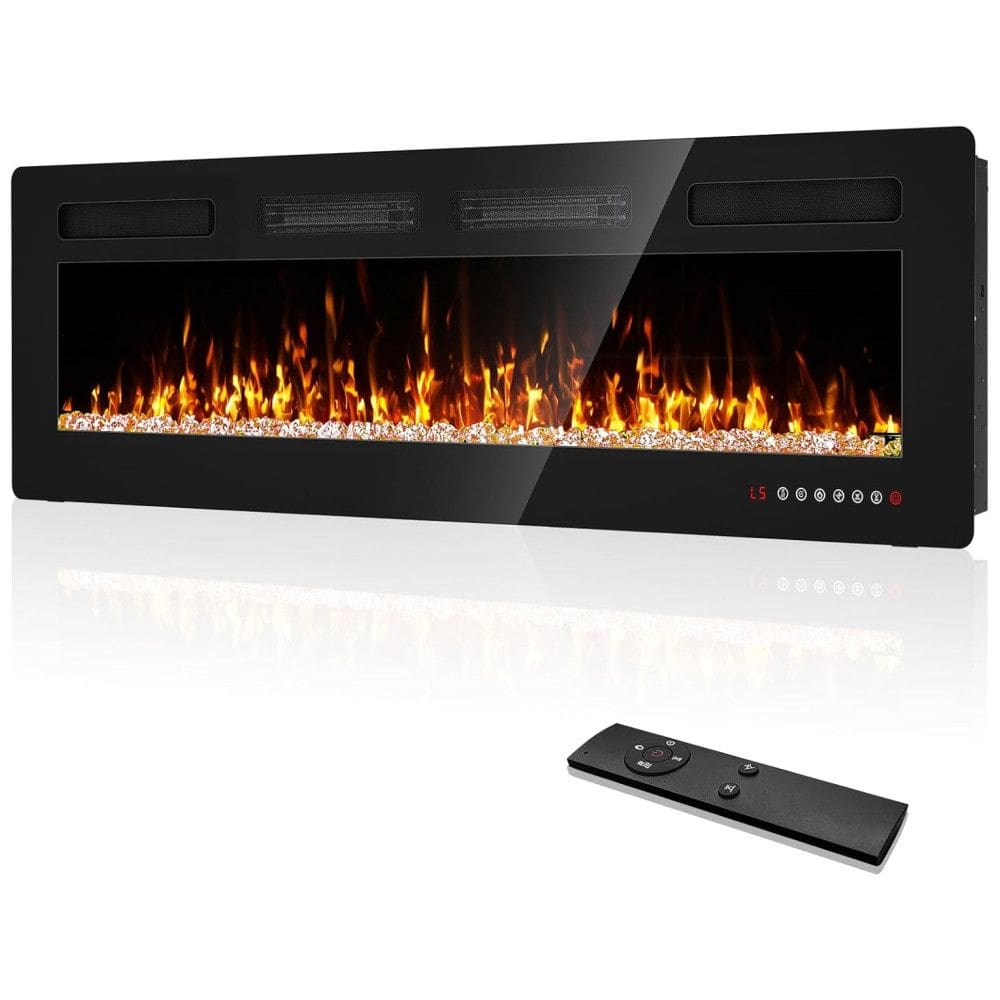 Lareira Elétrica Ultra Fina BREEZEHEAT 127 cm, Montada na Parede, com Controle Remoto, Tela Touch, Aquecedor 1500W e Timer.Eueiriup