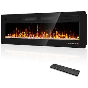 Lareira Elétrica Ultra Fina BREEZEHEAT 127 cm, Montada na Parede, com Controle Remoto, Tela Touch, Aquecedor 1500W e Timer.Eueiriup