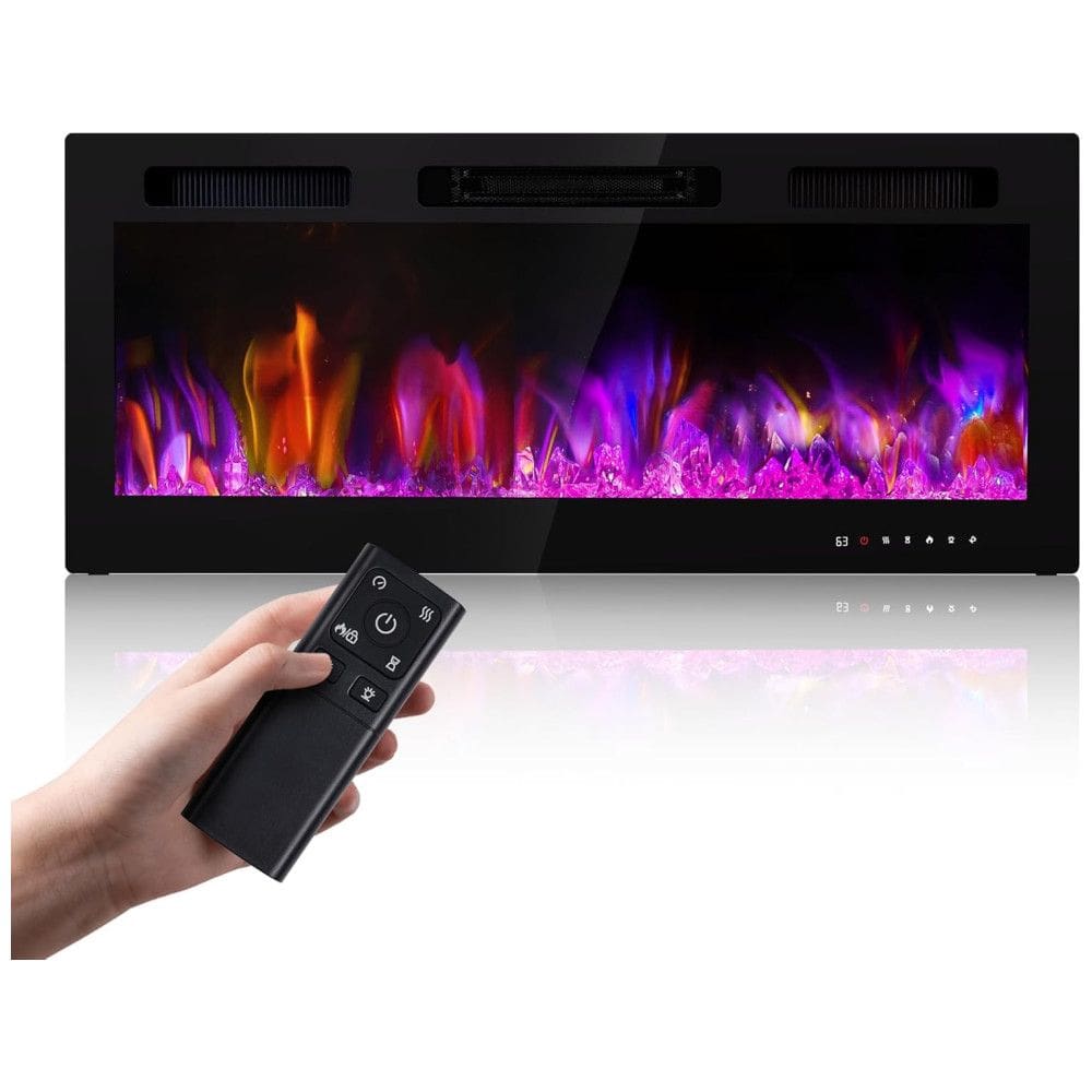 Lareira Elétrica de 107 cm Realsmart, 750W/1500W, Embutida ou de Parede, Controle Remoto, Timer, 12 Cores de Chama e Brilho Ajustáveis, Tela Touch