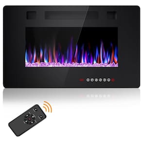 Lareira Elétrica Joy Pebble de 76 cm, Embutida ou de Parede, com Aquecedor 750/1500W, LED Touch, Controle Remoto, Timer, Chamas Ajustáveis em cor