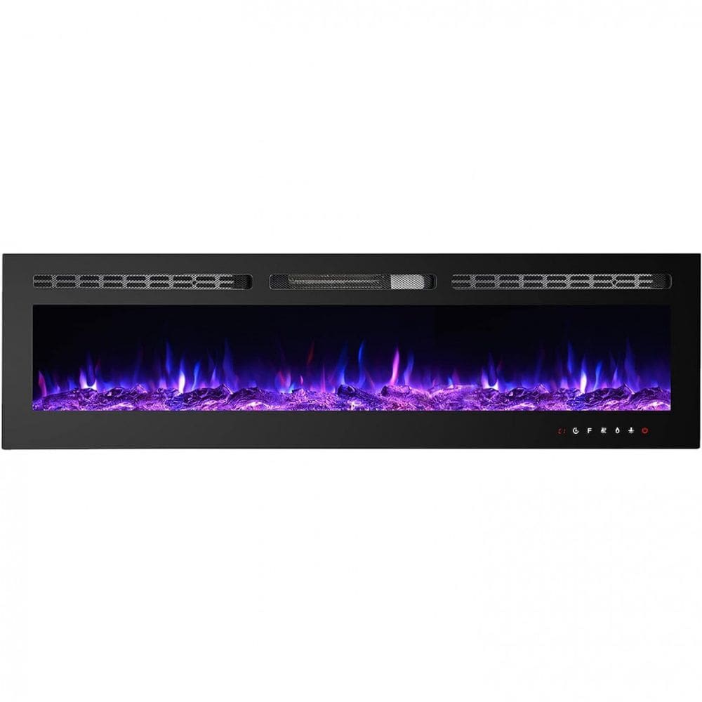 Lareira Elétrica de Embutir A54x127L com Controle Remoto e Tela Sensível ao Toque, 110V, CharaVector, Preta