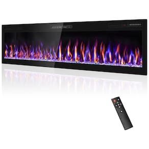 Lareira Elétrica 173 cm, Revestimento Ultra Estreito, Montada na Parede, com Controle Remoto, Tela Touch, Aquecedor 1500W.Eueiriup