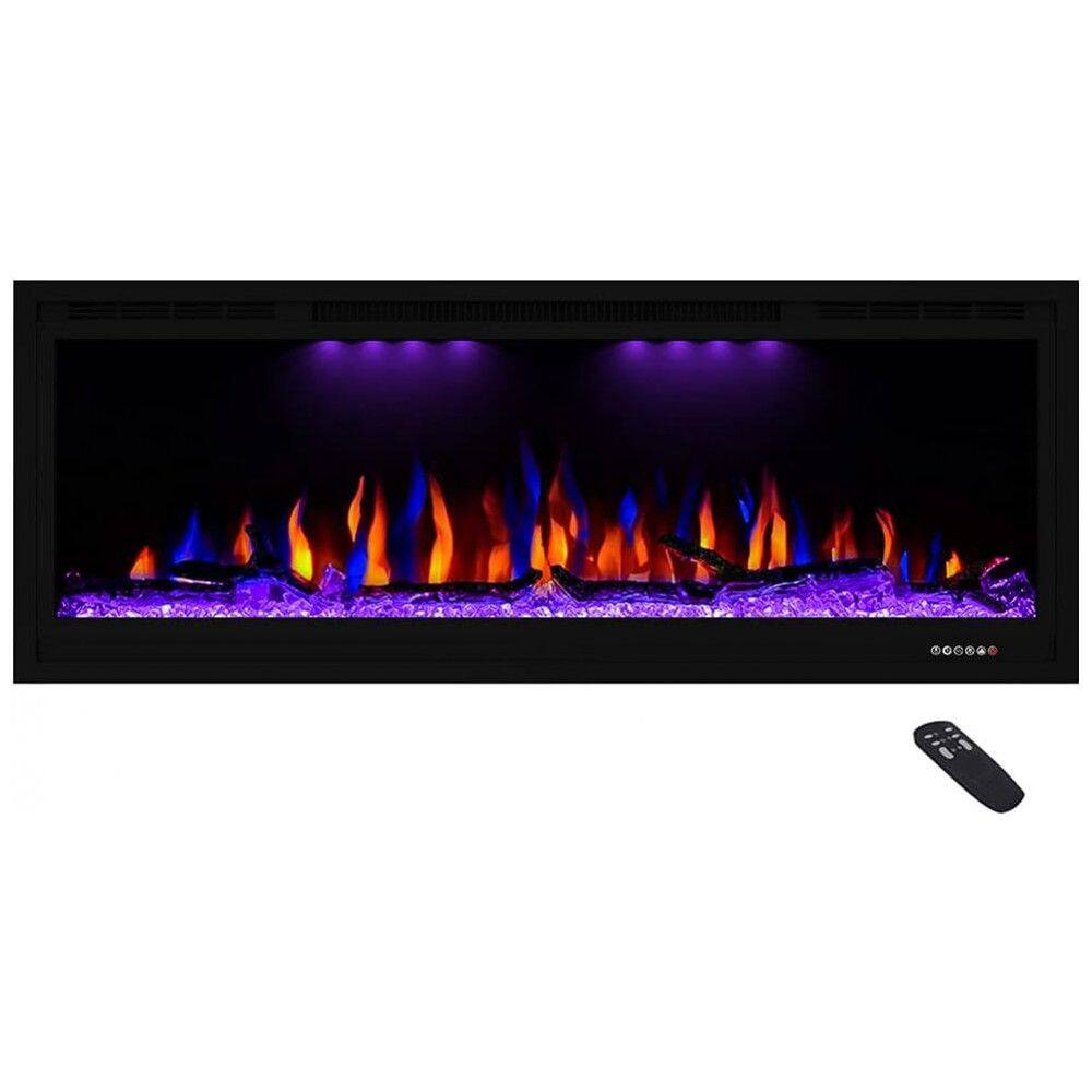 Lareira Elétrica de Embutir A43x127L com Controle Remoto e Chamas Multicolorida, 110V, Masarflame, Preta