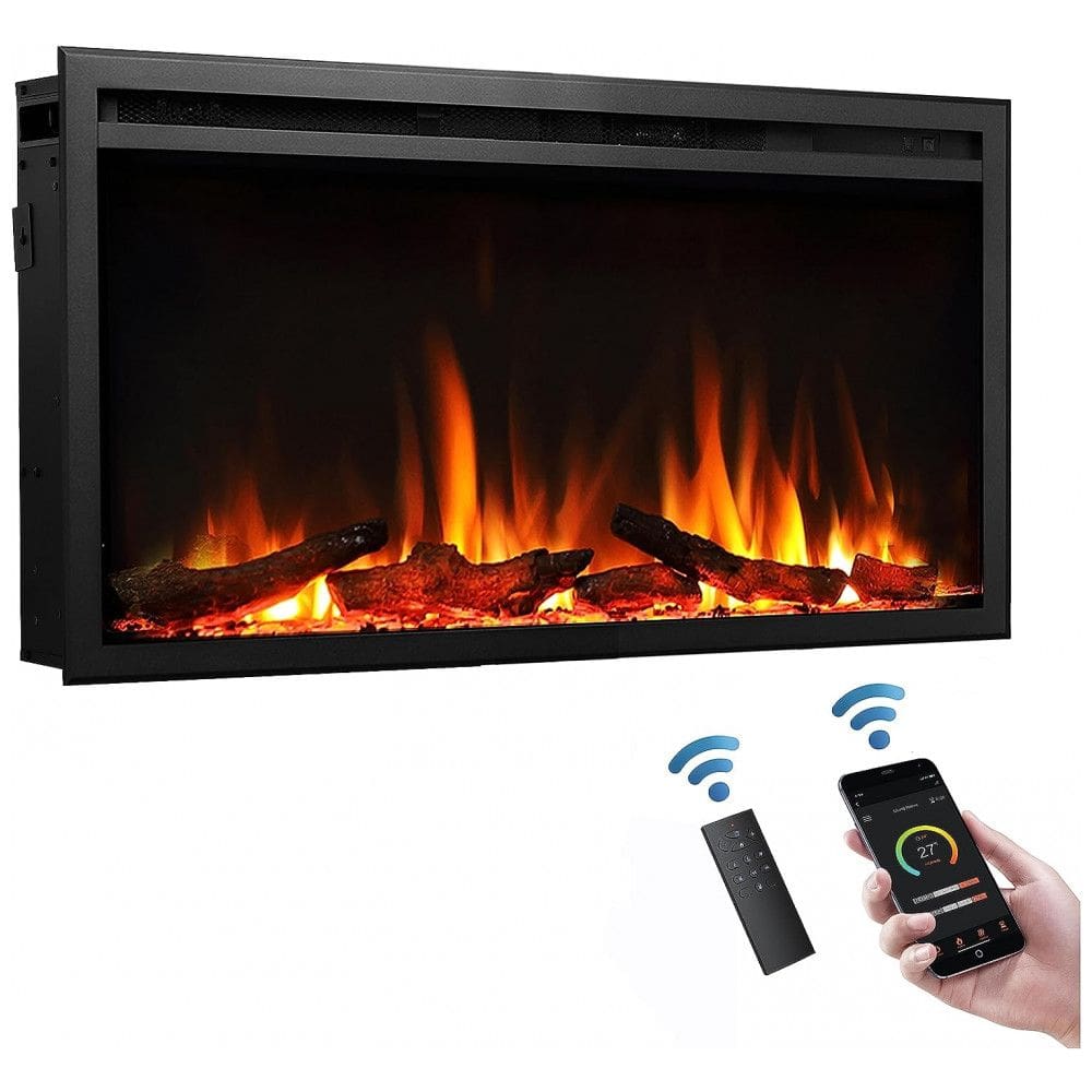 Lareira Elétrica de Embutir A45x127L com Controle Remoto, 110V 1500W, LegendFlame, Preta