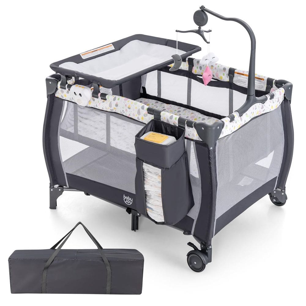 Baby Playard Costzon 3 em 1 com berço, trocador cinza