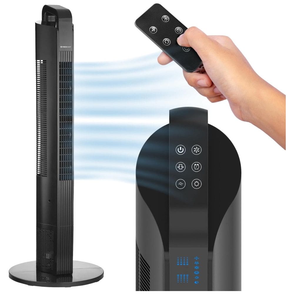 Ventilador de Torre Oscilante , 3 Velocidades, Portátil com Controle Remoto, Silencioso para Quarto com Timer 7.5H, Nexair