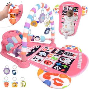 Tapete Baby Play Gym TAMOIE Tummy Time com piano Kick & Play, rosa