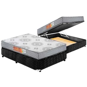 Cama Box Baú Casal: Colchão Espuma Polar D28 Pérola + Base Crc Suede Black(138X188)