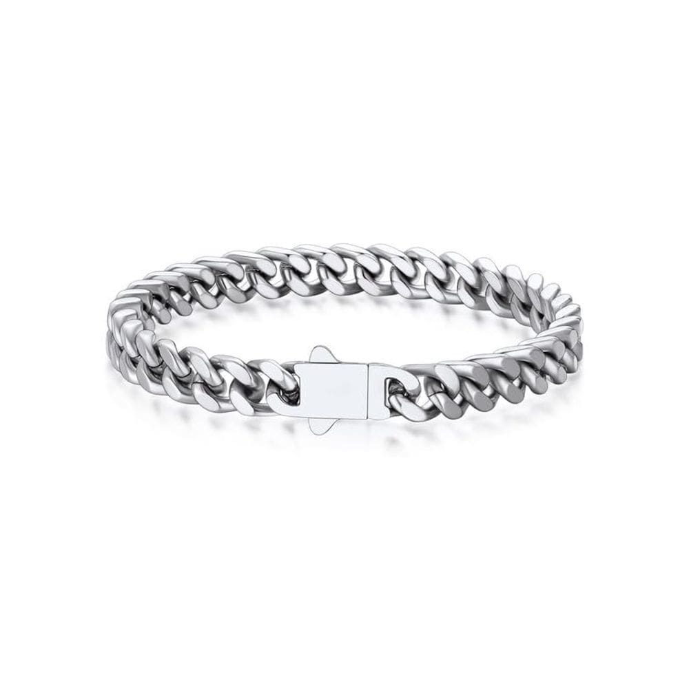 Pulseira Bandmax, corrente cubana de aço inoxidável, 7 mm de largura, 18 cm