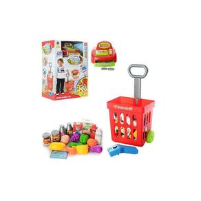 Mini carrinho de supermercado para crianças com caixa registradora e som