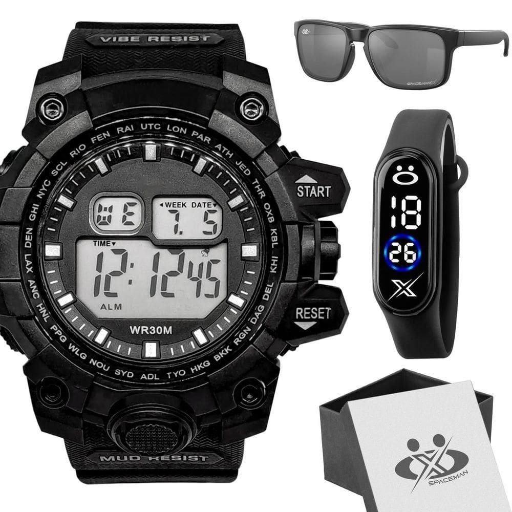 Relogio Masculino Prova Dagua Digital + Oculos Proteção Uv