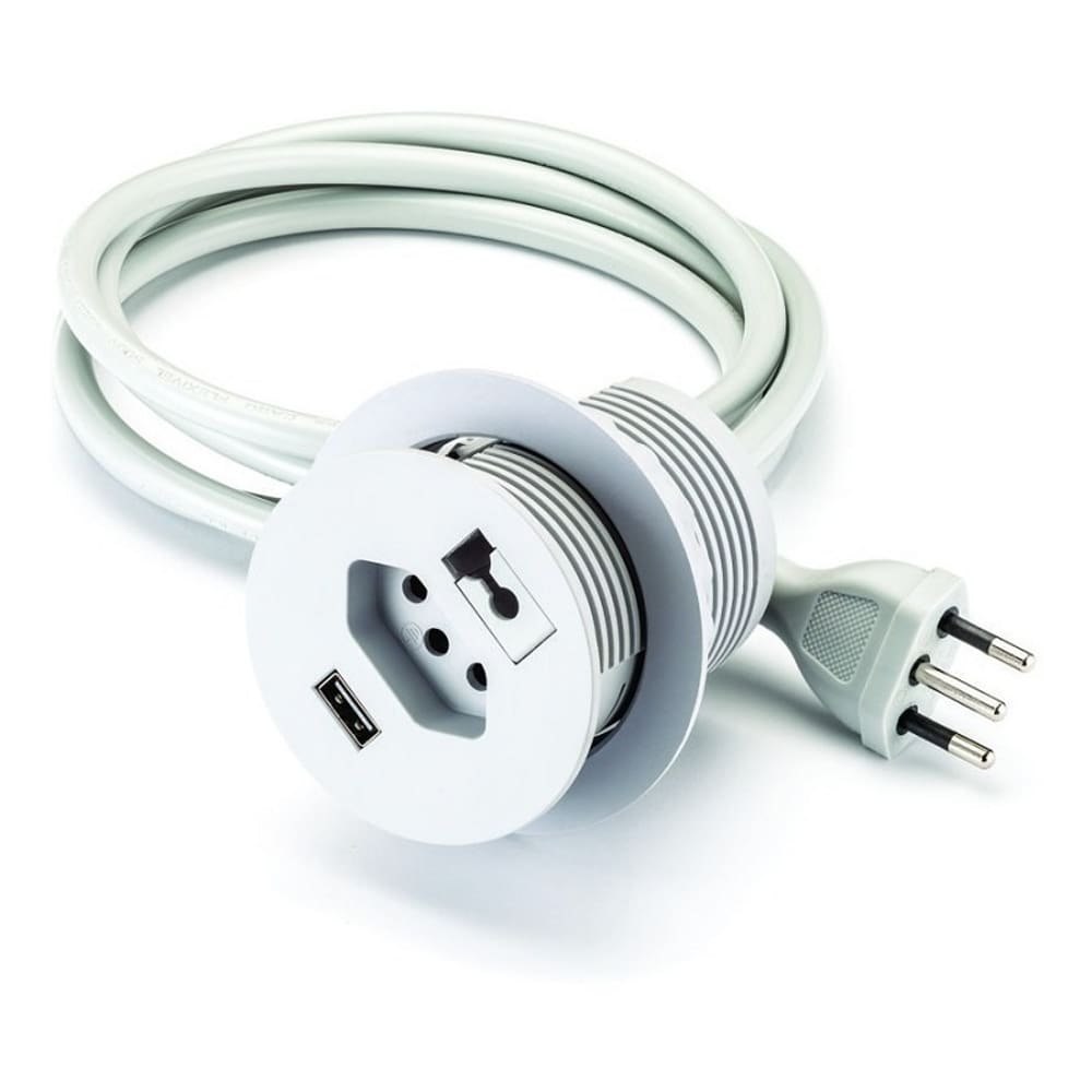 Passa Fio Mesa Computador com Tomada e USB Bancada Tv Home