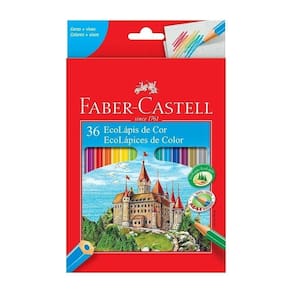 Lápis De Cor Faber Castell 36 Cores Ecolápis Sextavado , Cores Vivas