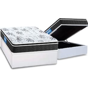 Cama Box Baú Casal: Colchão Anatômico Probel D40 Premium Hiper Pillow Top + Base White(138X188)