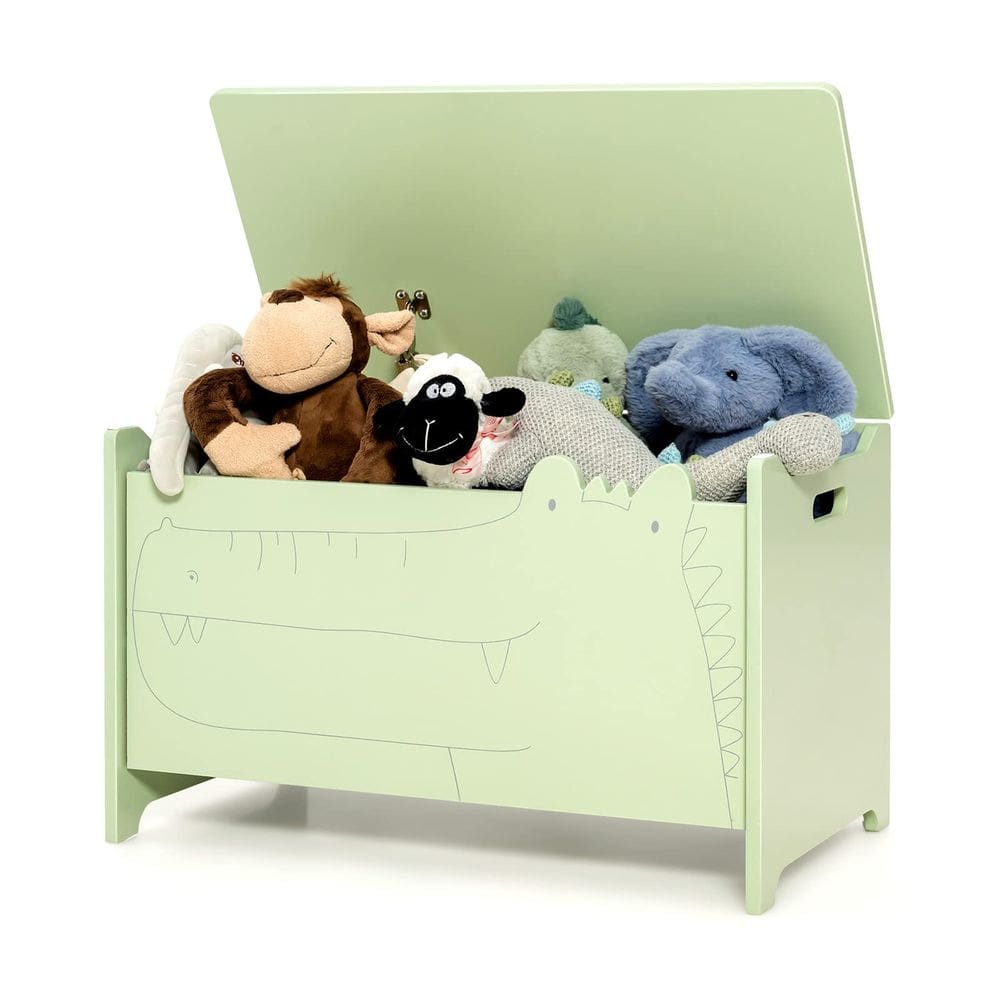 Caixa de brinquedos Costzon Wooden Kids, baú grande com dobradiça de segurança