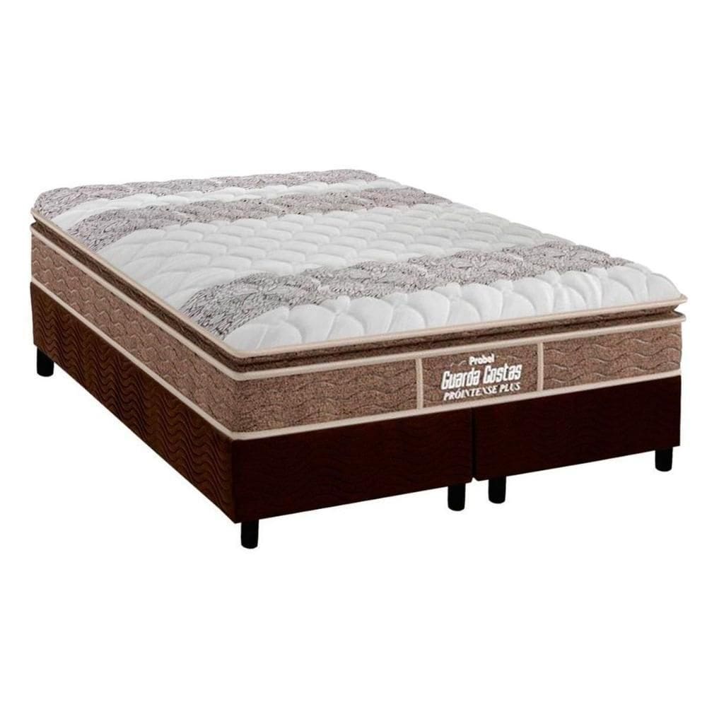 Cama Box Queen: Colchão Espuma Probel D33/Ep Guarda Costas Próintense Plus + Base Brown(158X198)