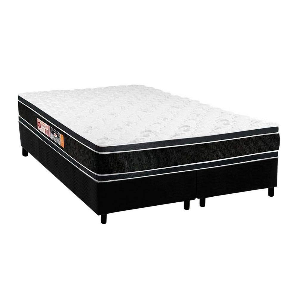 Cama Box King: Colchão Espuma Castor D33 Black E White Double Face + Base Crc Suede Black(193X203)