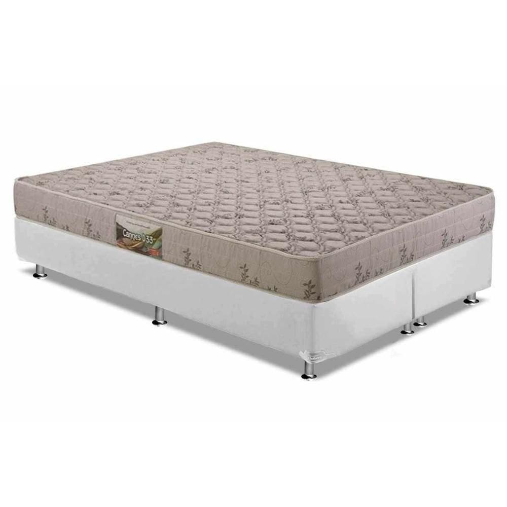 Cama Box Queen: Colchão Espuma Herval D33 Cannes + Base Crc Courano White(158X198)