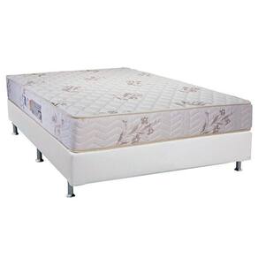 Cama Box Casal: Colchão Espuma D45 Luckspuma Gran Luck Floral Pró Saúde + Base White(138X188)