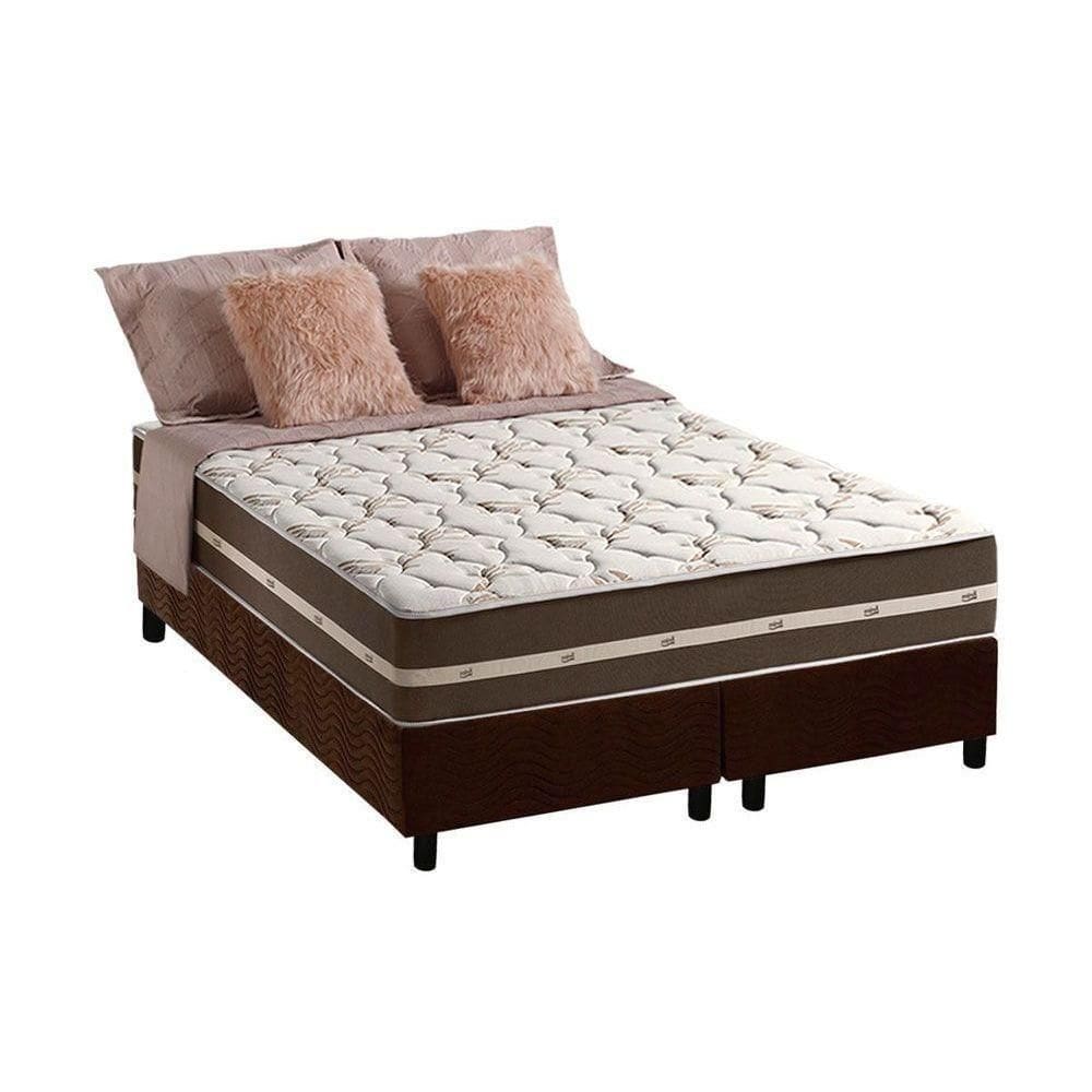 Cama Box Queen: Colchão Molas Anjos Superlastic Classic + Base Crc Suede Brown(158X198)