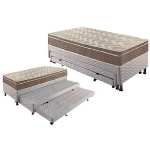 Cama Box C/Auxiliar Solteiro: Colchão Espuma Paropas D33 + Tricama Base White(88X188)