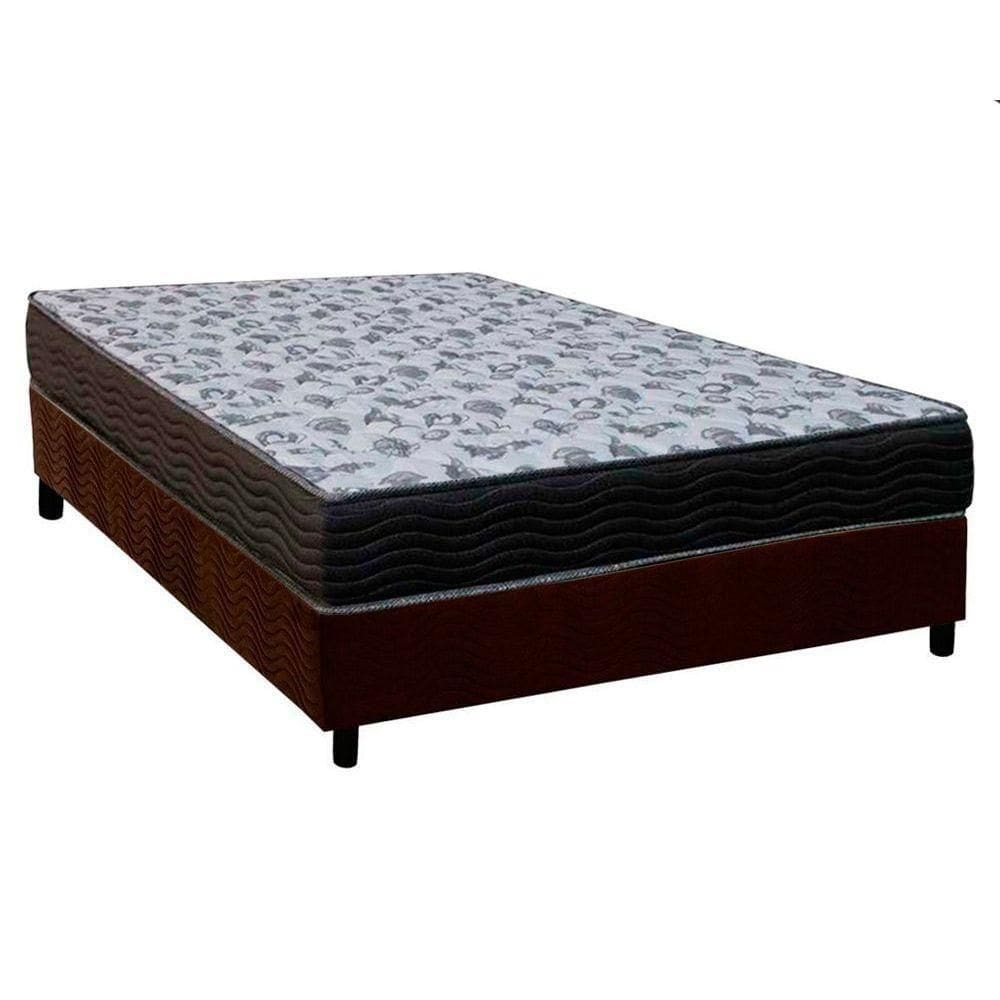 Cama Box Casal: Colchão Espuma Ortobom D33/Ep Fort Tech Iso 100 + Base Crc Courano Brown(138X188)
