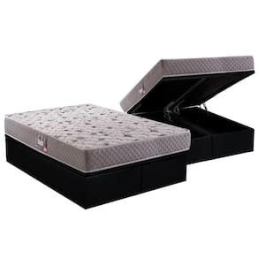 Cama Box Baú Queen: Colchão Anatômico Herval D45 / Ag65 Black Double Face + Base Black(158X198)