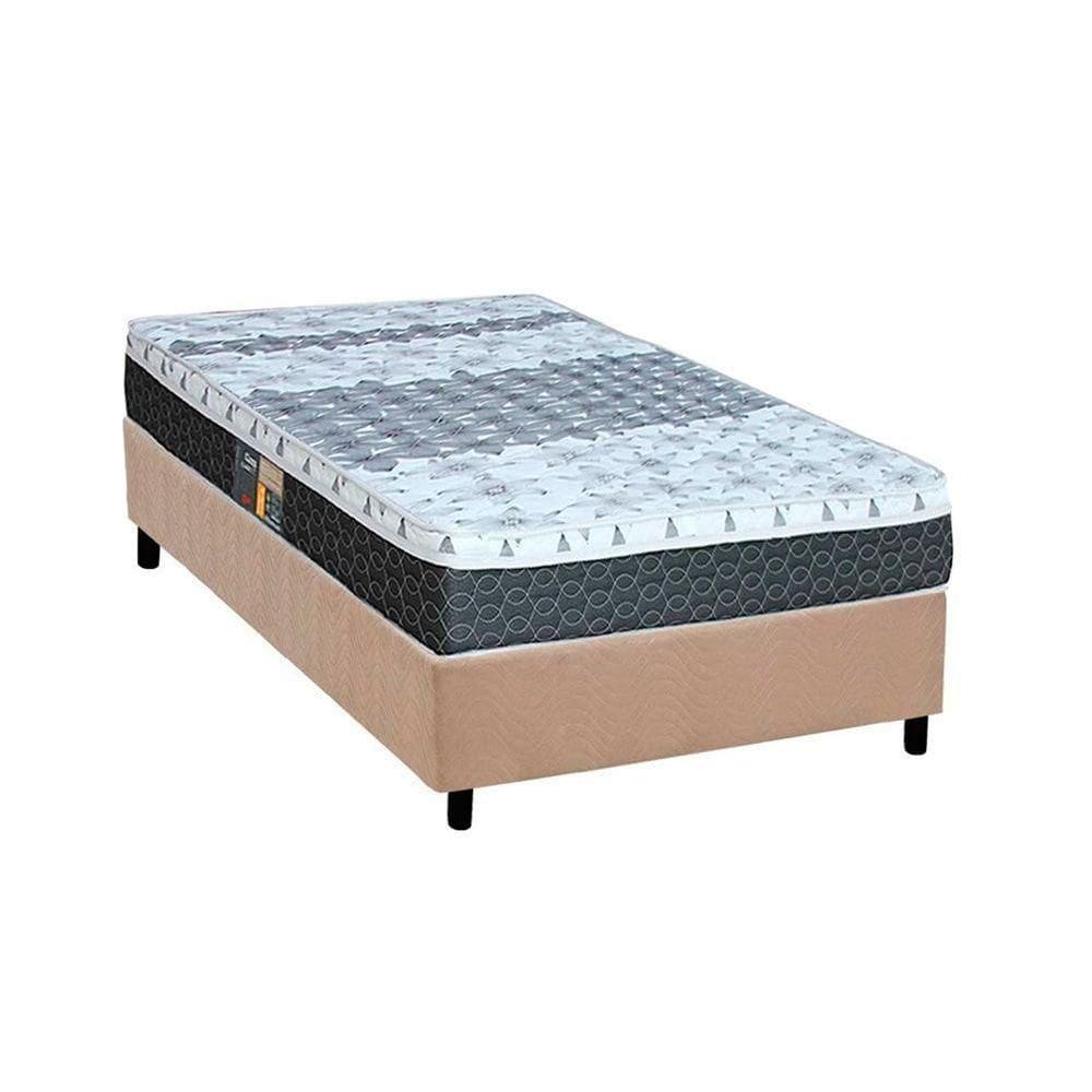Cama Box Solteiro: Colchão Molas Castor Bonnel System Class + Base Crc Suede Clean(88X188)