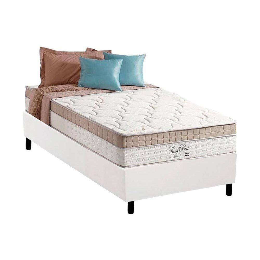 Cama Box Solteiro: Colchão Molas Anjos Superlastic King Best + Base Crc Courano White(88X188)