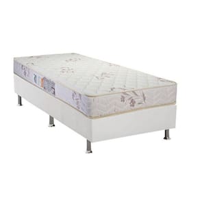 Cama Box Solteiro: Colchão Espuma D45 Luckspuma Gran Luck Floral Pró Saúde + Base White(88X188)