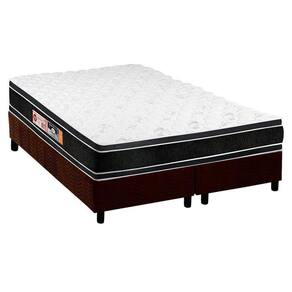 Cama Box Queen: Colchão Espuma Castor D33 Black E White + Base Crc Suede Brown(158X198)