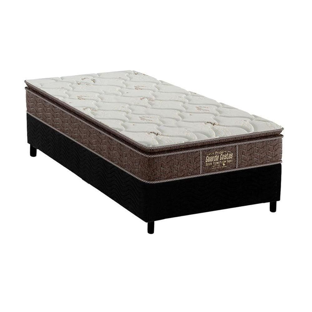 Cama Box Solteiro: Colchão Ortopédico Probel Guarda Costas Extra Firme + Base Black(88X188)