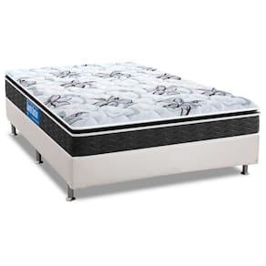Cama Box Casal: Colchão Espuma Probel D40 Guarda Costas Premium Hiper Firme + Base White(138X188)