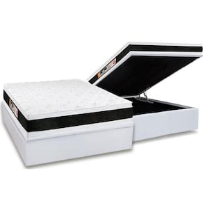 Cama Box Baú Casal: Colchão Espuma Castor D45 Black E White Air Double Face + Base White(138X188)