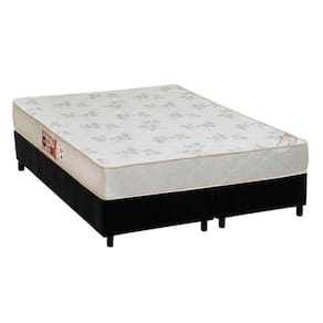 Cama Box Queen: Colchão Espuma Castor D33 Sleep Max Relax + Base Crc Suede Black(158X198)