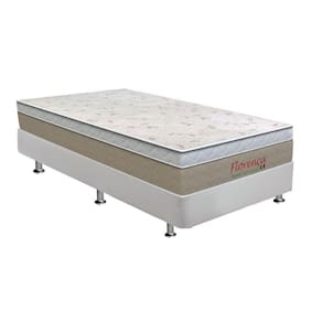 Cama Box Solteiro: Colchão Molas Bonnel Orthoflex Florença + Base Crc Courano White(88X188)