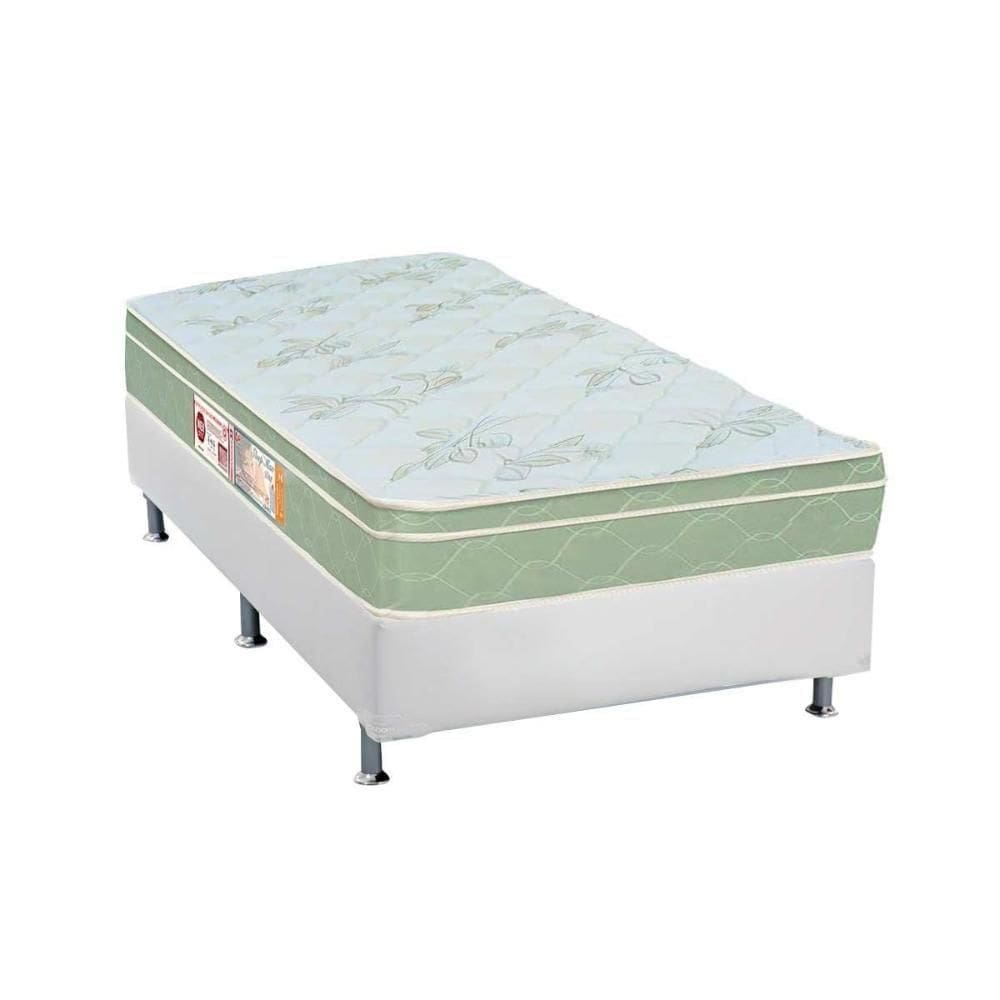 Cama Box Solteiro: Colchão Espuma Castor D33 Sleep Max + Base Crc Courano White(88X188)