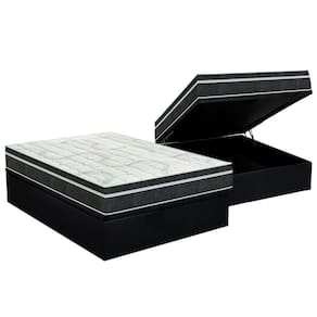 Cama Box Baú Casal: Colchão Molas Orthoflex Bonnel Venezia + Base Crc Courano Black(138X188)