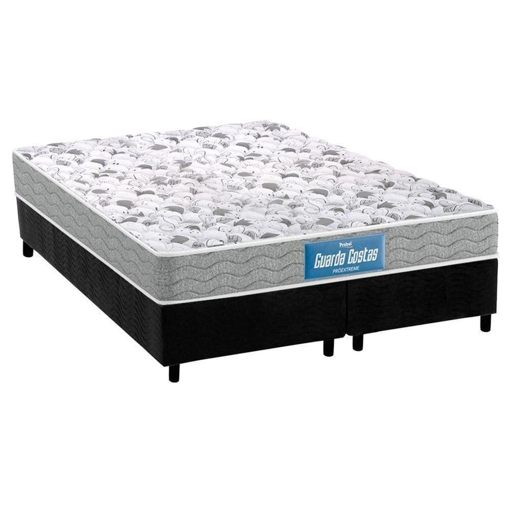 Cama Box Queen: Colchão Espuma Probel D45/Ep Próextreme Double Face + Base Black(158X198)