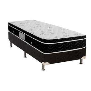 Cama Box Solteiro: Colchão Molas Bonnel Ortobom Nanolastic Physical Spring + Base Black(88X188)