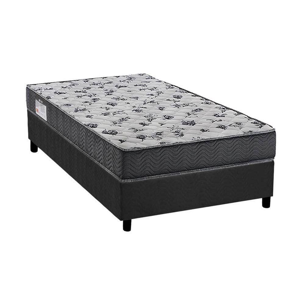 Cama Box Solteiro: Colchão Ortopédico Ortobom D33/Ep Iso 100 Ultra Firme + Base Gray(88X188)