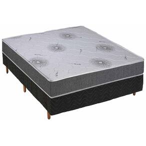 Cama Box Casal: Colchão Espuma D33 Polar Pérola Premium + Base Crc Rústico Black(138X188)