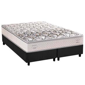 Cama Box Queen: Colchão Ortopédico Herval Ag65 Ergoplus C1604 + Base Crc Suede Gray(158X198)
