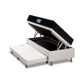 Cama Box Baú C/Auxiliar Solteiro: Colchão Ortopédico Probel D33 / Ep Tech1500 + Base White(88X188)