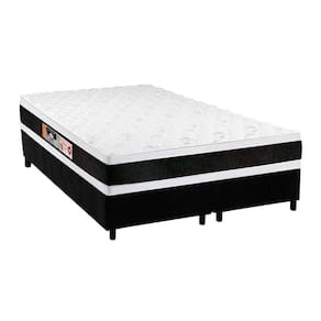 Cama Box Queen: Colchão Espuma Castor D45 Black E White Double Face + Base Crc Suede Black(158X198)