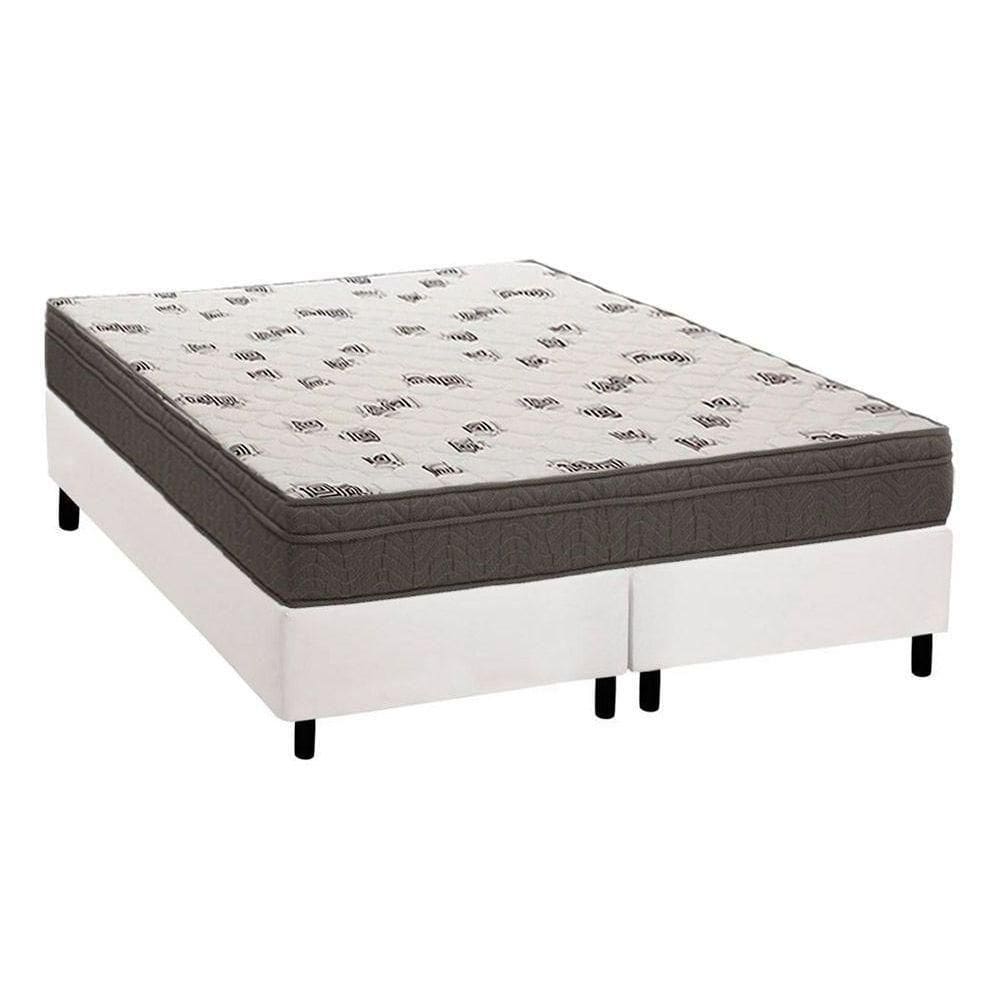 Cama Box Queen: Colchão Espuma Ortobom D45 Light Saúde + Base Crc Courano White(158X198)